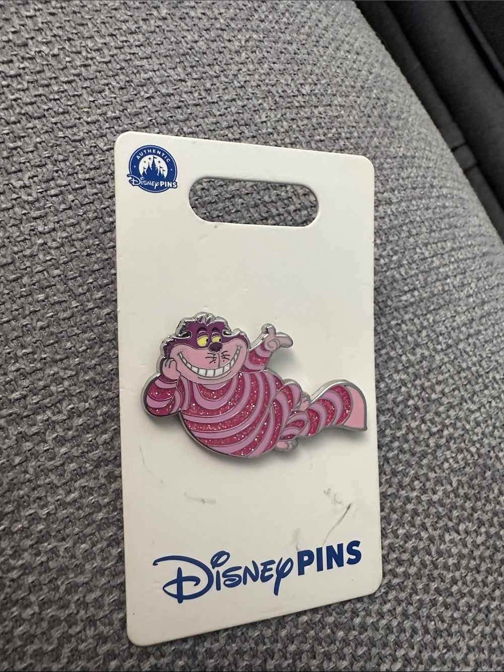 Disney Pink Glitter Cheshire Cat Enamel Pin